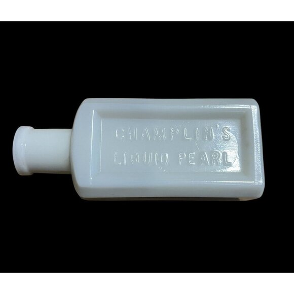 Champlin’s Liquid Pearl‎ Milk Glass Bottle 5”Tall - Picture 1 of 4